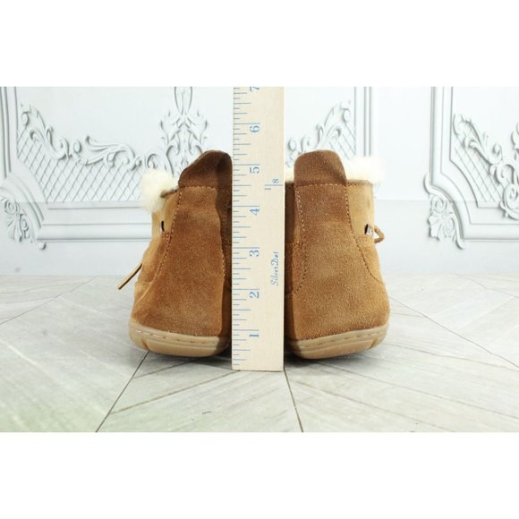 LL Bean Brown Suede Shearling Lined Wicked Good Lodge Chukkas Slippers 8 M - Picture 8 of 9